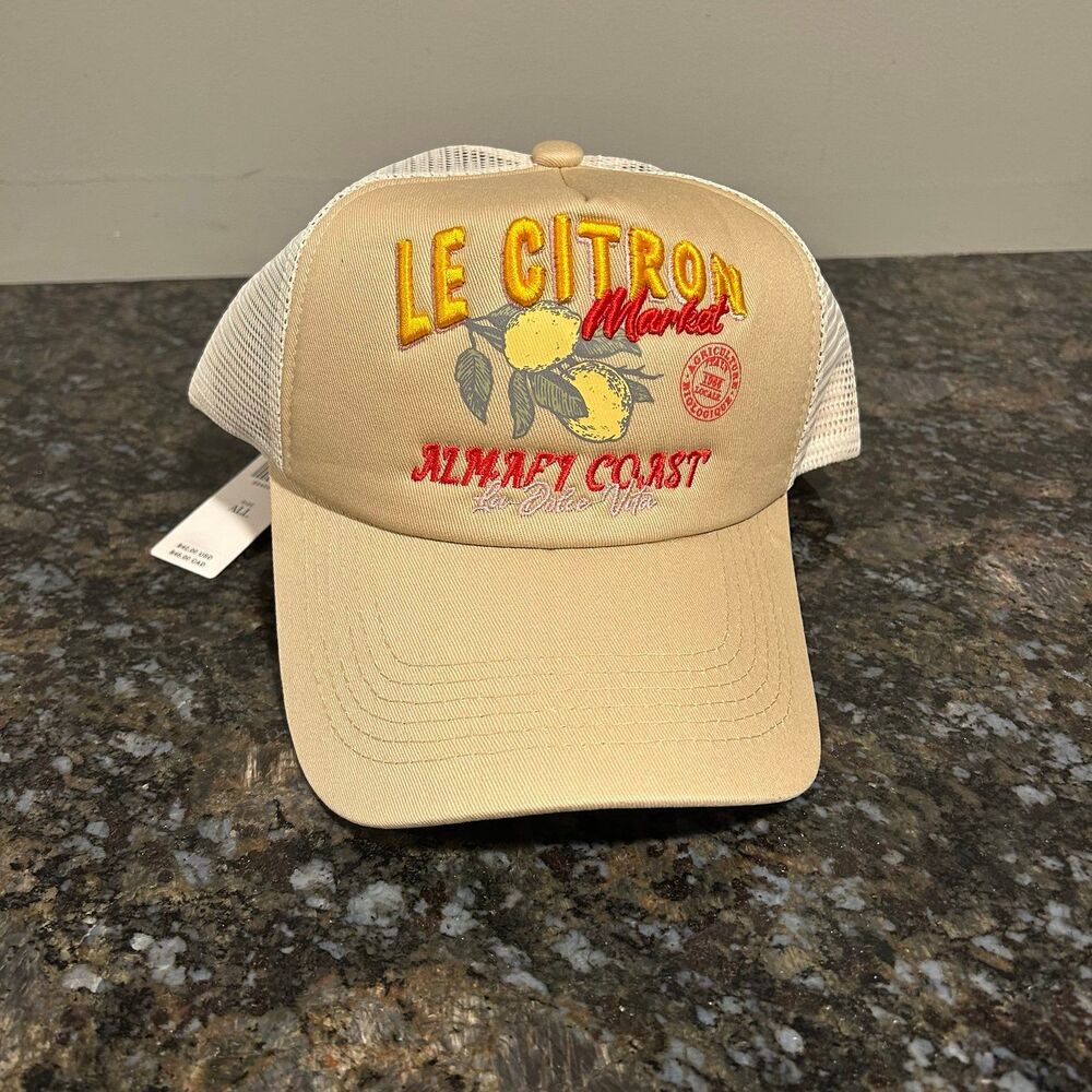 NWT Worn/West Anthropologie le Citron Trucker Hat Sand One Size NEW